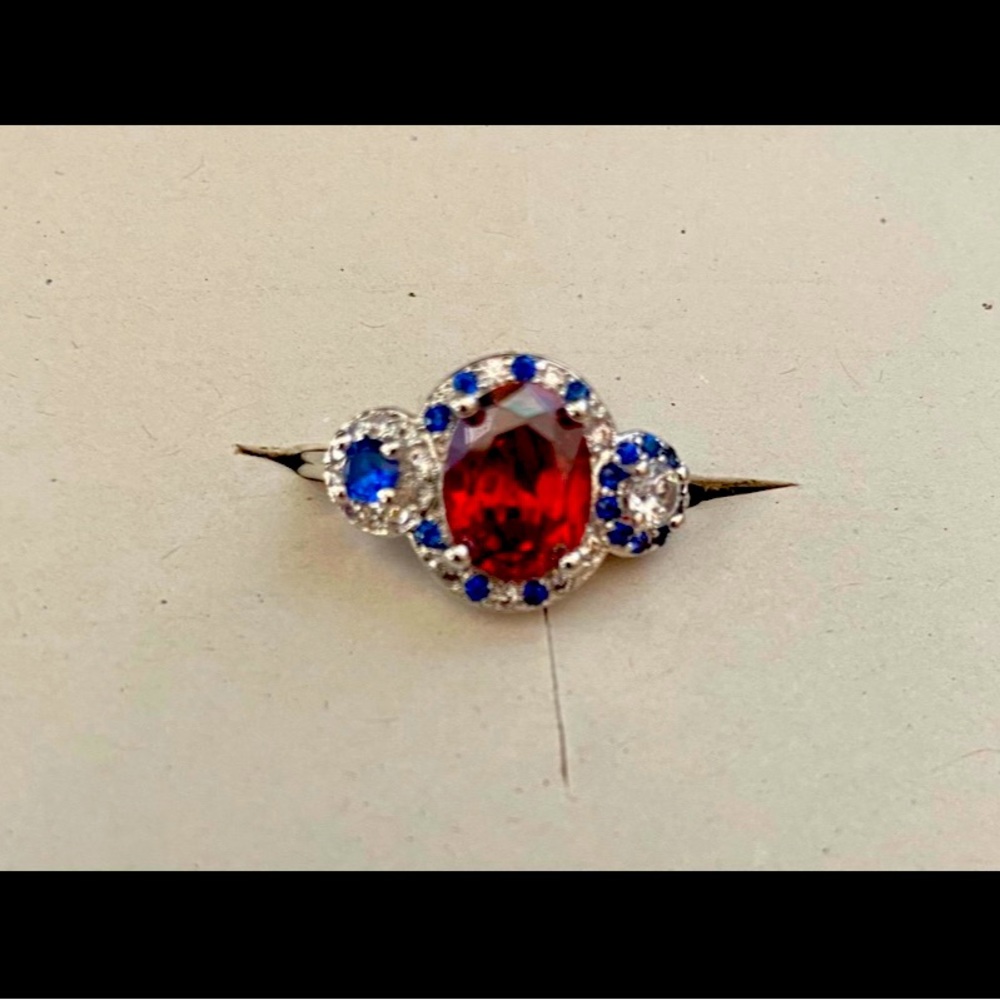 Fragrant Jewels Red and Blue Ring Size 7